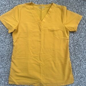Yellow V-Neck One Pocket Scrub Top